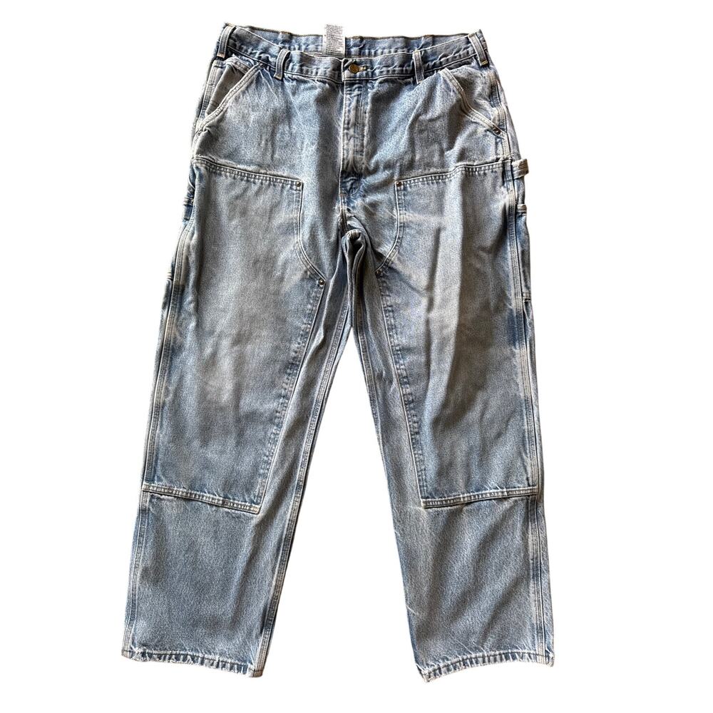 Y2K Carhartt B73-DST Double Knee Denim Carpenters 40x32* Blue Work Jeans